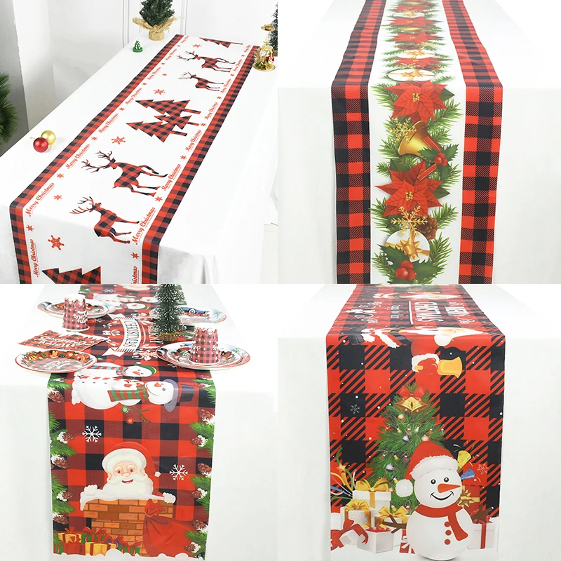 

Christmas Table Runners Snowflake Santa Claus Pattern Wedding Decor Table Cover Merry Christmas Decora Holiday Party Tablecloth