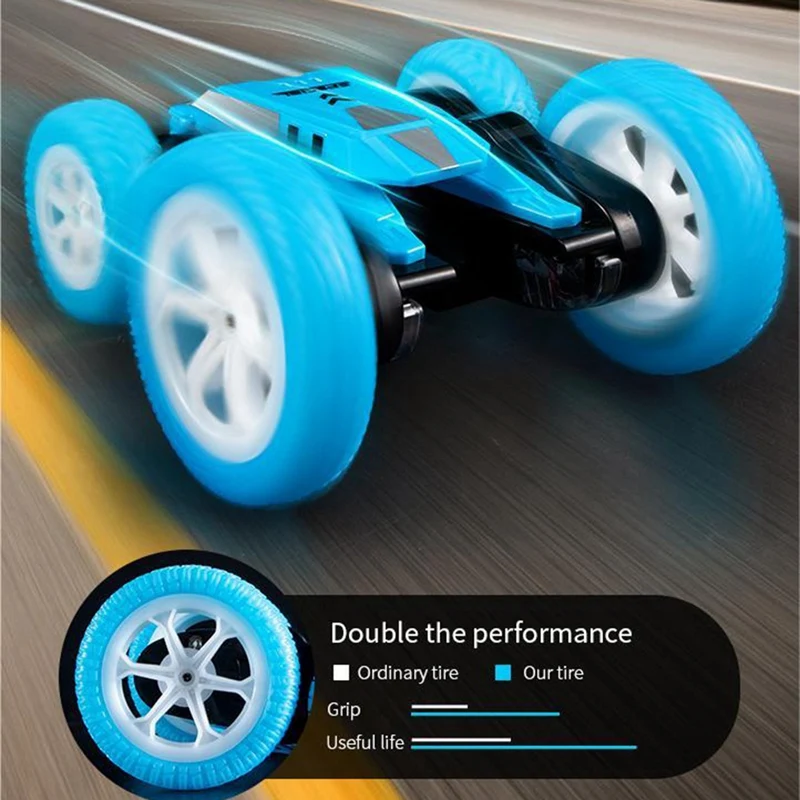 Q136 Double-Sided Stunt Car Flowering Light Music Rotary Street Dance Car 2.4G Remote Control Car Toys Gifts For Kids