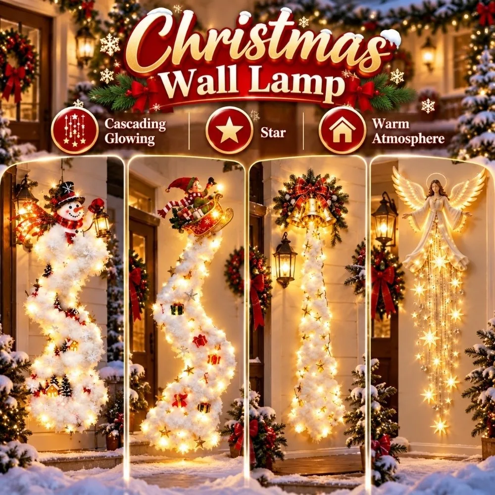 Cascading Glowing Angel Blessing Wall Light Star Durable Wall Decor Santa Light Warm Atmosphere Beautiful and Elegant