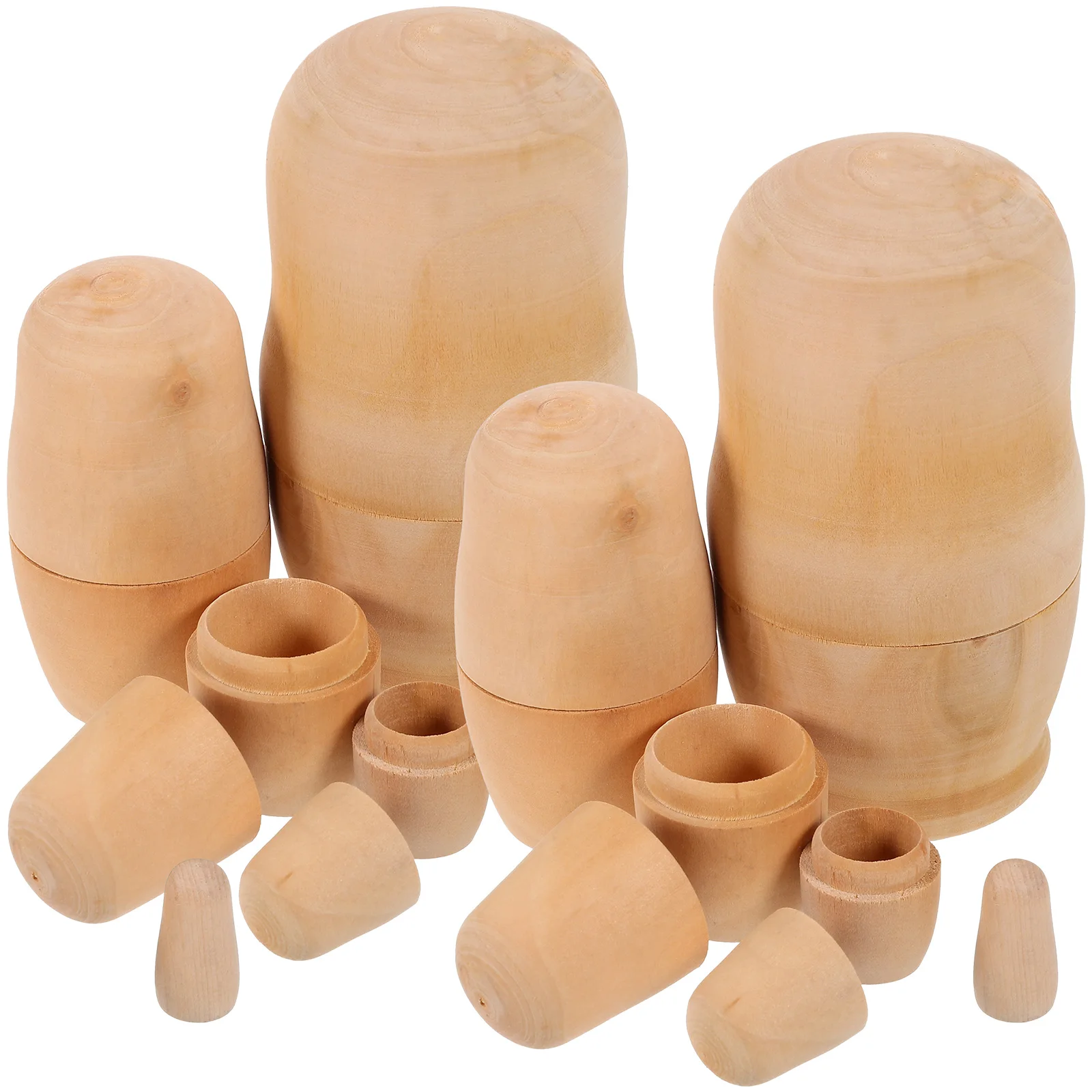 2 Zestawy Drewnianych Rosyjskich Matrioszek DIY Niepomalowane Rękodzieło na Personalizowane Prezenty, Zabawki Artystyczne dla Dzieci, Dekoracje Biurowe