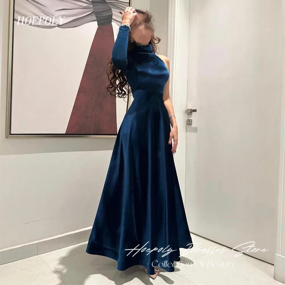 Hoepoly Simple One Shoulder A Line Long Evening Dress For Woman Summer Style Fashion Simple Classy Party Long Prom Gown New