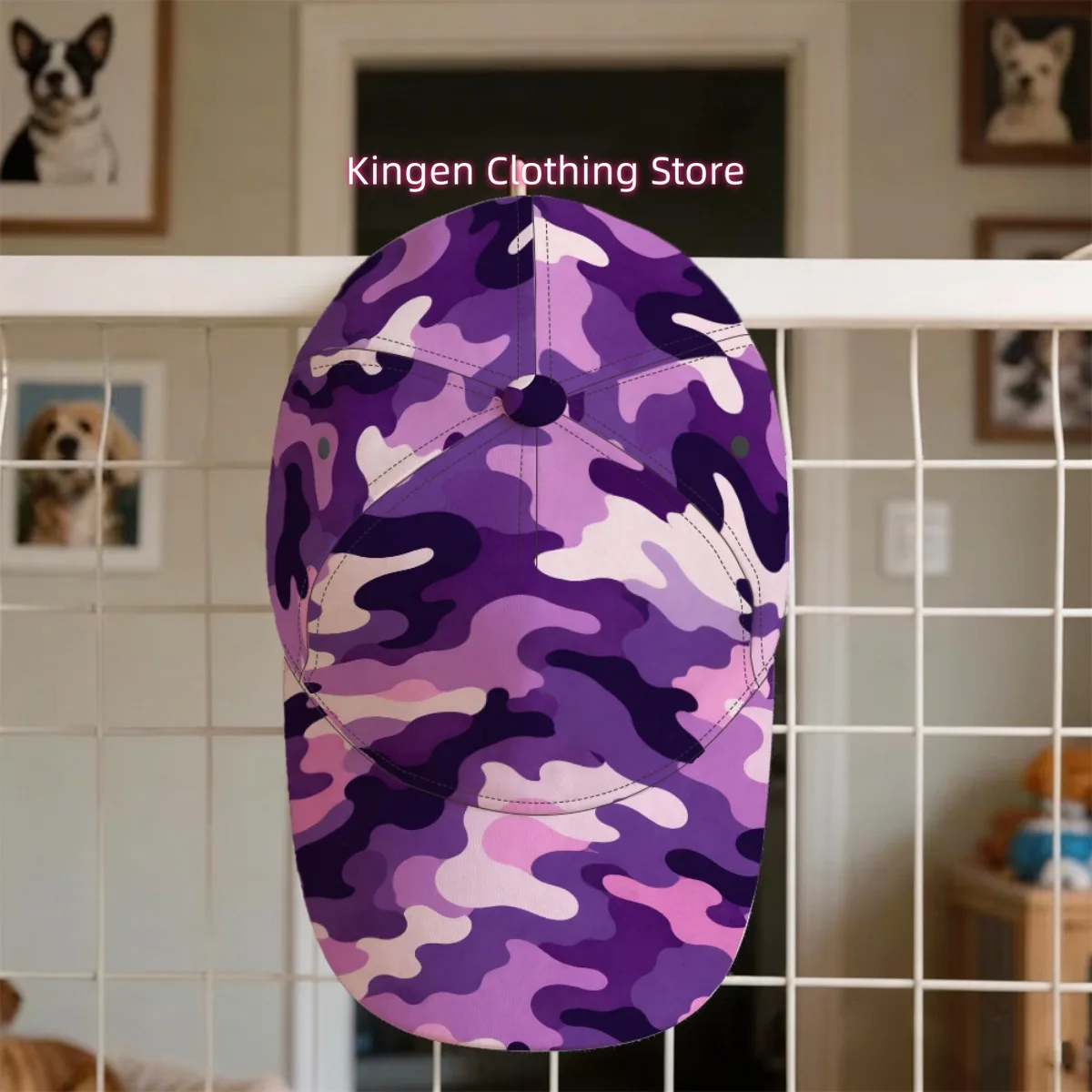 1pc Purple Camo Pattern Baseball Cap Camping Quick Dry Trucker Cap Cab Driver Cap Father's Day Gift Outdoor Sports 2D Full Print