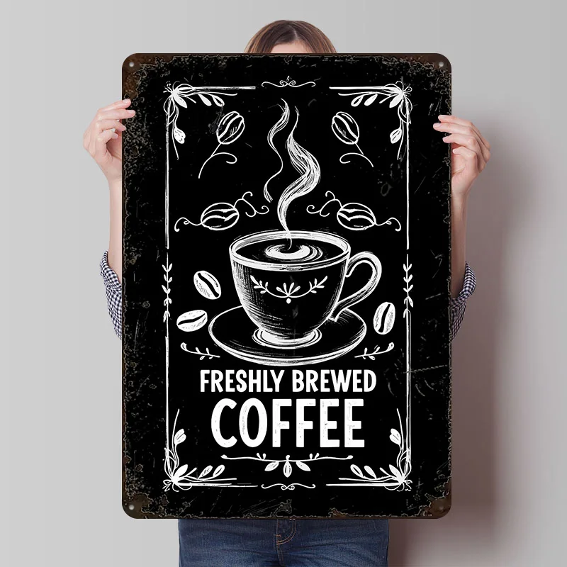 Frisch Gebrühter Kaffee Bedrucktes Poster Maßgefertigte Retro Wandkunst Vintage Metallschilder für Wohnzimmer-Dekoration Hausartikel