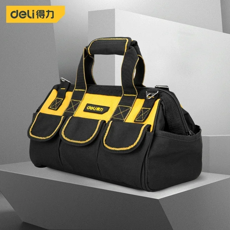 Deli Wear-resistant Electrician Tool Bag 13/16/17/18Inch Woodworking Repair Tool Pouch Thickened Durable Large-capacity Toolbag