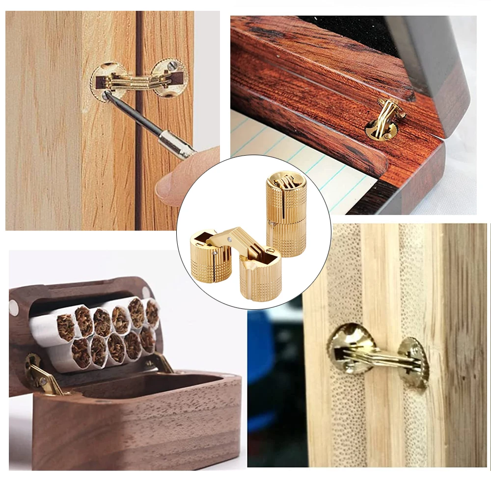 1/2pc Coppe Messing Barrel Scharnier Versteckte Schrank Zylindrische Versteckte Unsichtbare Messing Tür Scharnier Installation Möbel Hardware – Detail 2