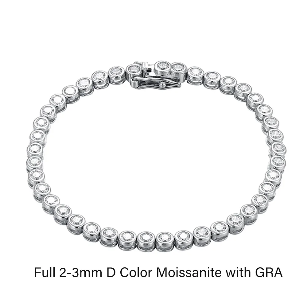 

D Color 2-3mm Moissanite Diamond Tennis Bracelet with GRA S925 Silver Plated 18K For Women Bubble Diamond Link Bracelets Jewelry