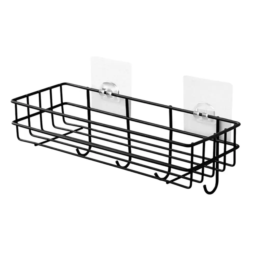 

Bathroom Iron Rack Shower Shelf Black Iron Corner Portable No Drilling Organizer Hollow Design Storage Solution Wall