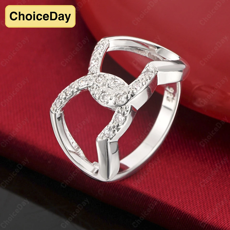 

ChoiceDay 925 Sterling Silver 6-10 Delicate Zirconia Ring Women Gift Wedding Engagement Accessories Jewelry