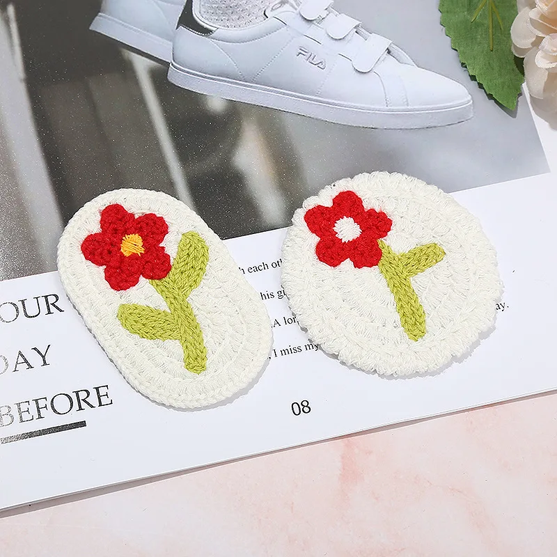 5PCS/Lot Colorful Embroidery Flower Irregular Square Cloth Patch DIY Hat Sticker Accessories