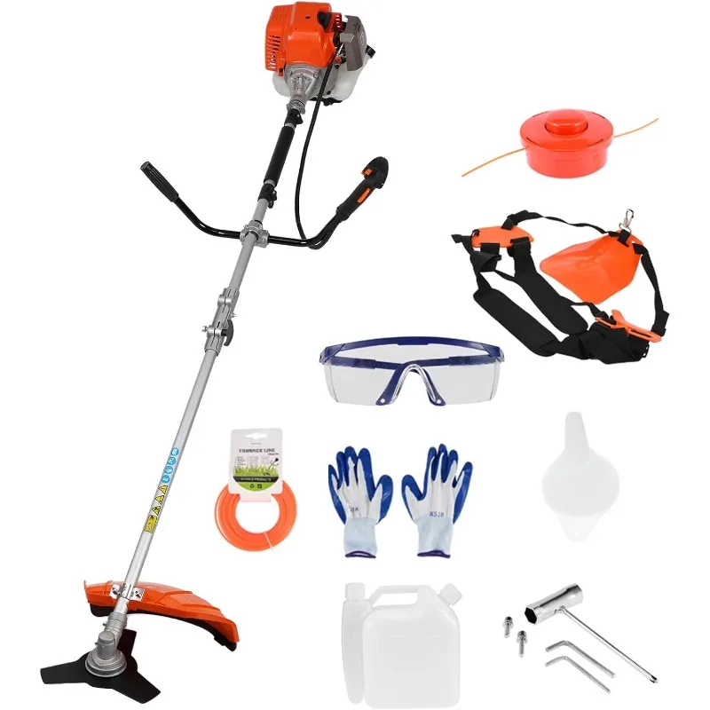 

52cc 2-Stroke Gas Weed Wacker with 1.2L Fuel Tank, 2.2KW/8500RPM Weed Eater with Multi Accessories and Sharp Blade