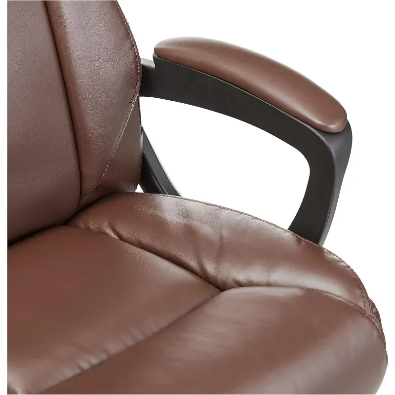 Classic Puresoft PU-Padded Mid-Back Office Computer Desk Chair with Armrest - Brown