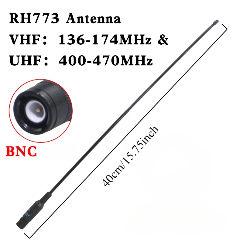 RH773 Dual Band UHF/VHF 144/430MHz BNC Male Antenna for Moto ICOM IC-V8 IC-V80 IC-V80E IC-V82 IC-V85 Walkie Talkie Radio