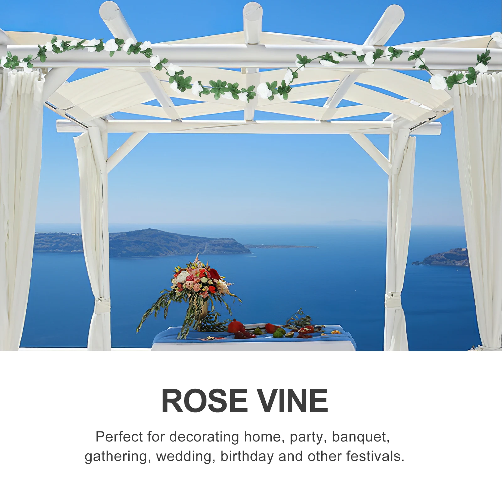 

6pcs Artificial Rose Garland Decorations Color Easy Use Home Shop Wedding Party Christmas Thanksgiving Flower Vines