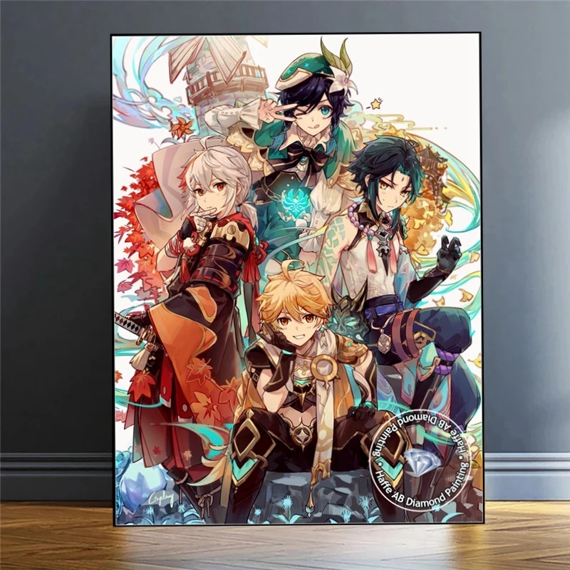 Genshin Impact Anime Game AB Diamond Painting Art Zhong Li Hu Tao And Xiao Characters Cross Stitch Handmade Gift mOsaic Decor