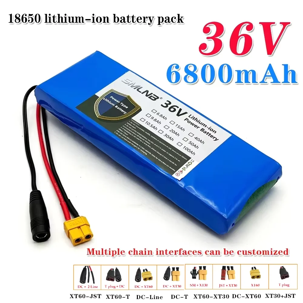 

10S1P 18650 lithium-ion rechargeable battery pack 20A with BMS scooter and bicycle 36V 6800mAh battery