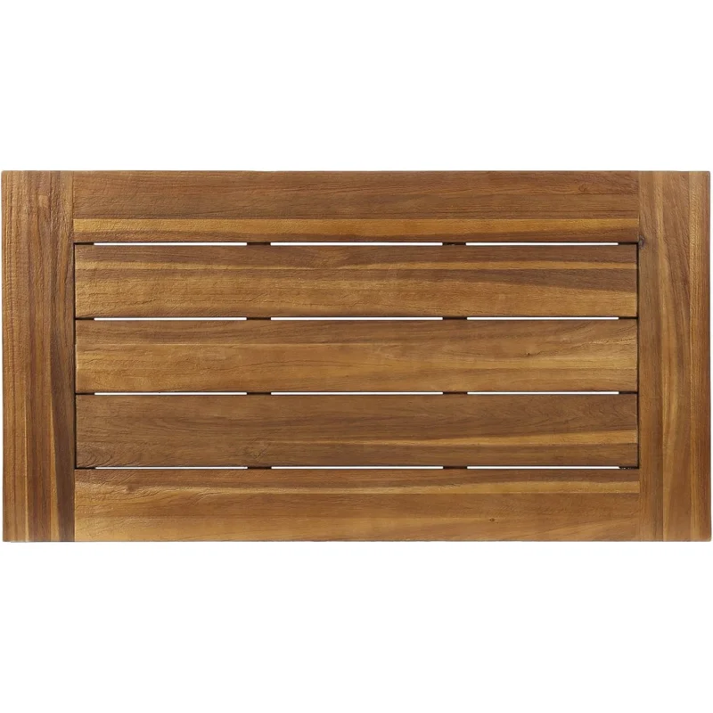 (UUX) Outdoor Acacia Wood Coffee Table, Sandblast/Rustic Metal UQ