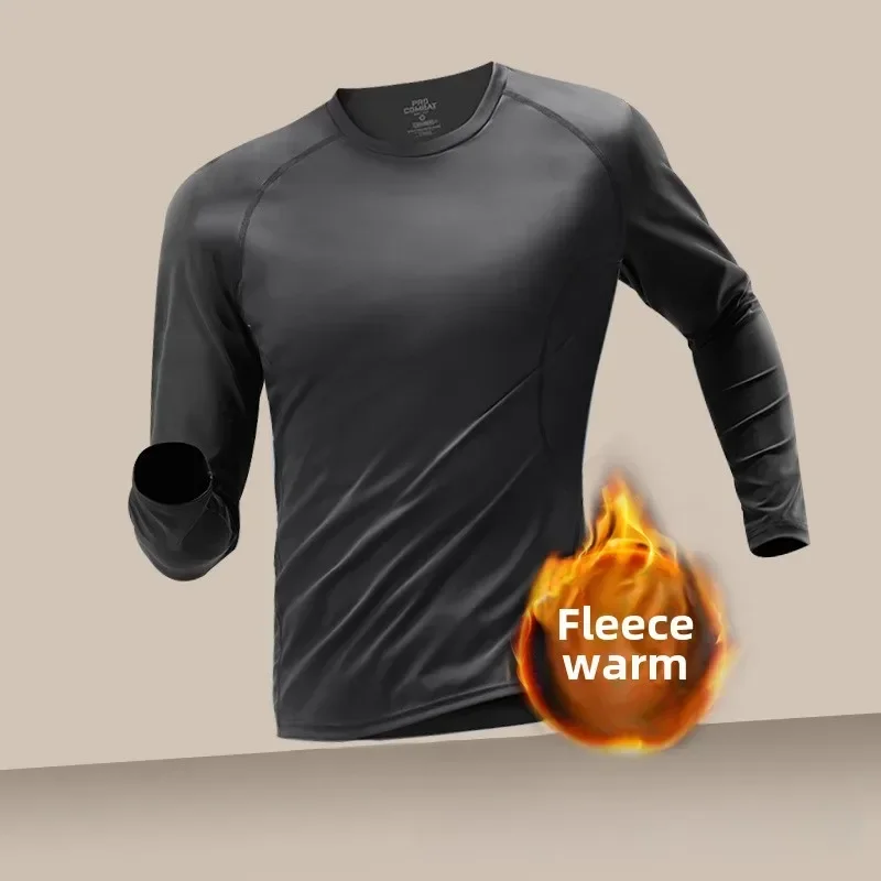Men's Thermal Plush Base Layer Set Winter Thickened Running Trainning Quick Drying Clothes Fitness Tight Sports Men's Sweats Set image 2
