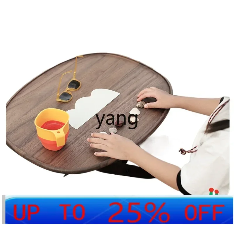 

LMM portable solid wood small table folding coffee table handmade table small round outdoor camping