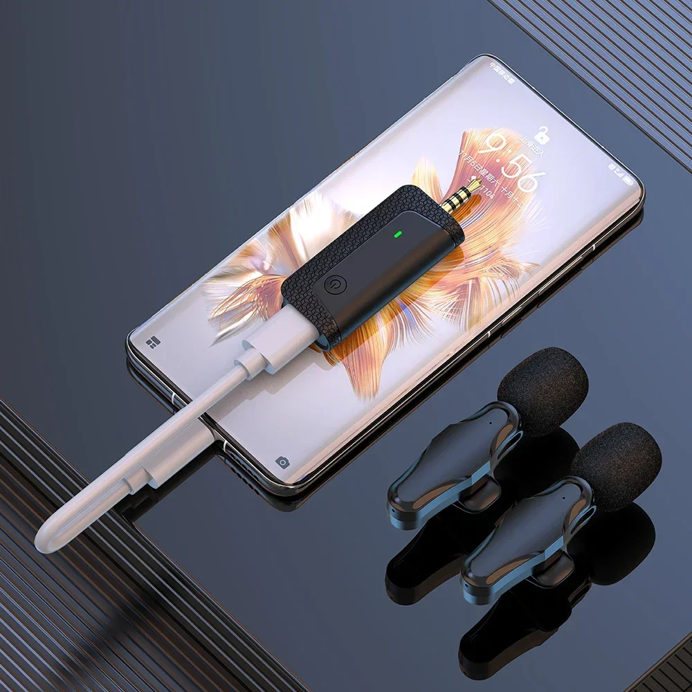 ميكروفون صغير لاسلكي Lavalier مزود بتقنية البلوتوث K35Pro لهاتف iPhone وأندرويد وبث مباشر وتسجيل الألعاب ومقابلة مدونة فيديو