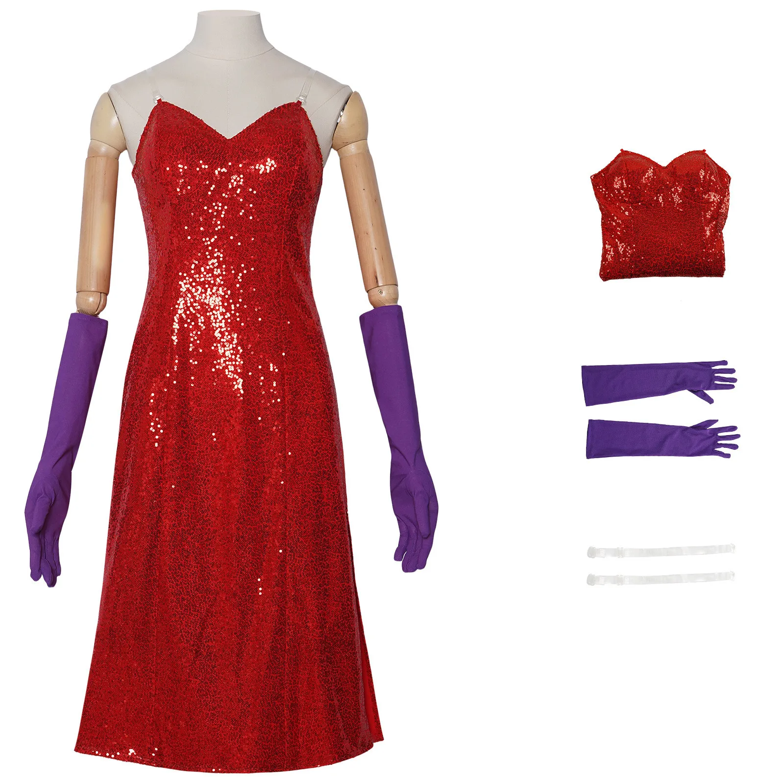 

Костюм для косплея из фильма «Сессика», сексуальный красный костюм без рукавов с высоким разрезом и блестками, костюмы для вечеринки на Хэллоуин для женщин