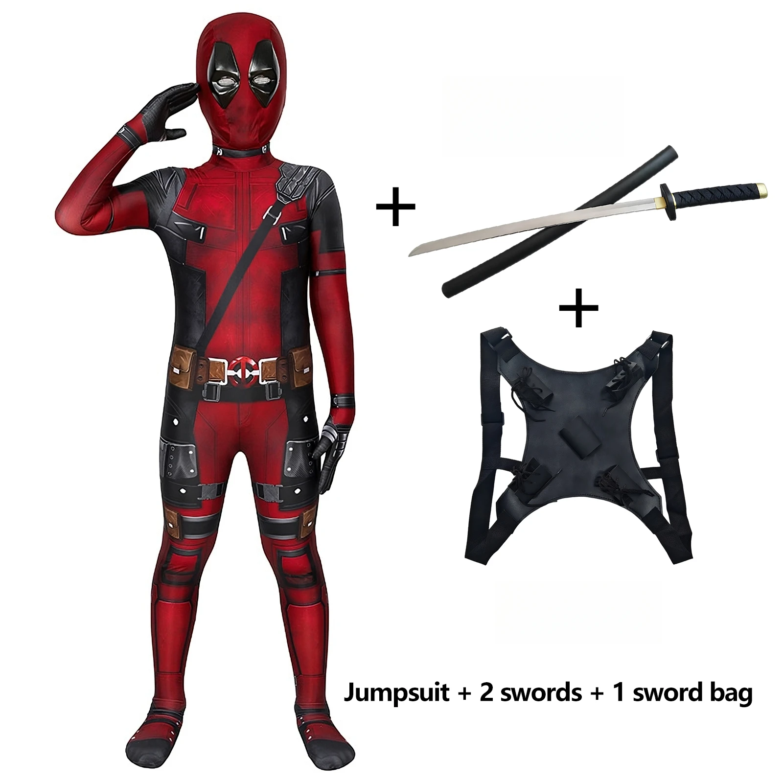 Kids Deadpool Cosplay Costume Superhero Gifts Deadpool Jumpsuit Kids Costumes Superheroes Children Suit Halloween Child Costume image 2