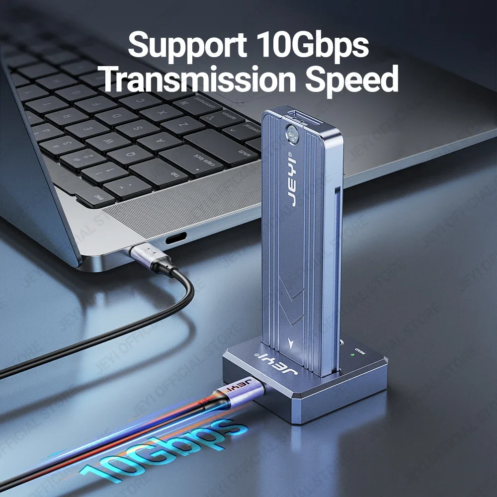 Lector JEYI M.2 SSD, NVMe y SATA a USB-C PCIe SSD estación de acoplamiento USB 3,2 adaptador de disco sólido de 10Gbps con protección de escritura