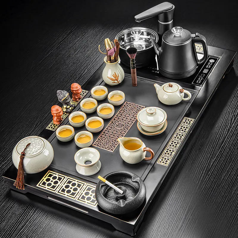 Ceremony Ceramic Tea Tray Decorative Serving Luxury Accessories Drainage Tea Tray Hospitality Coasters Bandejas Home Products 6