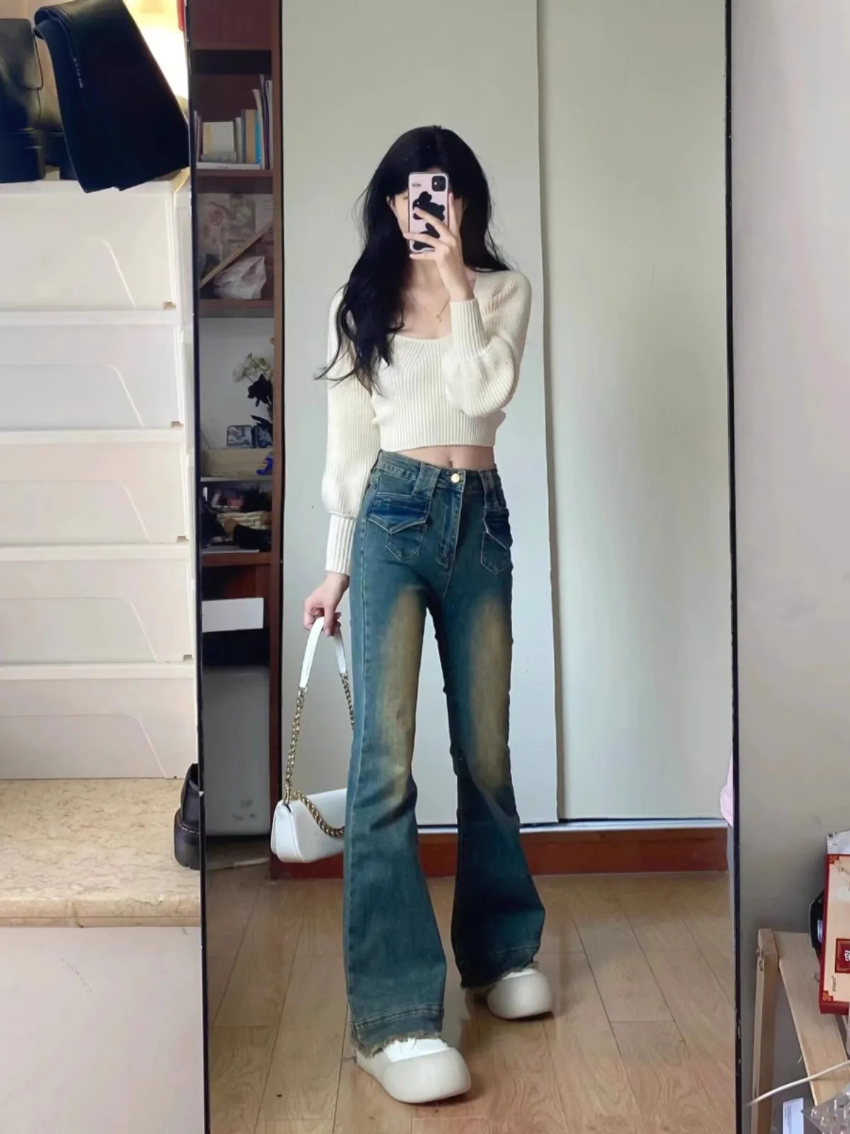 

Женский облегающий вязаный свитер с квадратным вырезом, базовый слой, корейский стиль, однотонный дизайн, осенне-зимний топ для повседневной носки