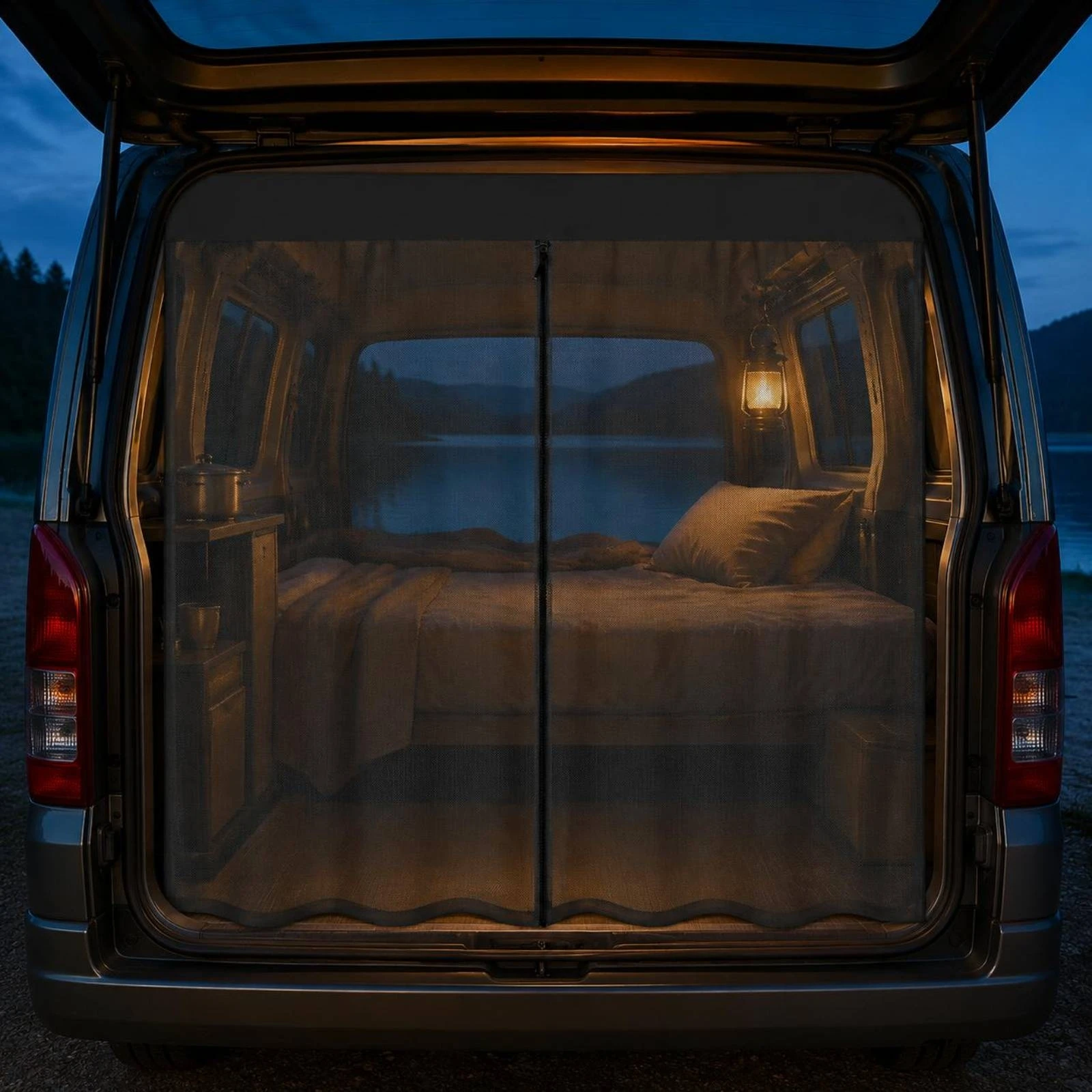 RV Rear Door Screen Zippered Travel Travel Trailer Screen Door Handsunassisted Closure Auto-Sealing