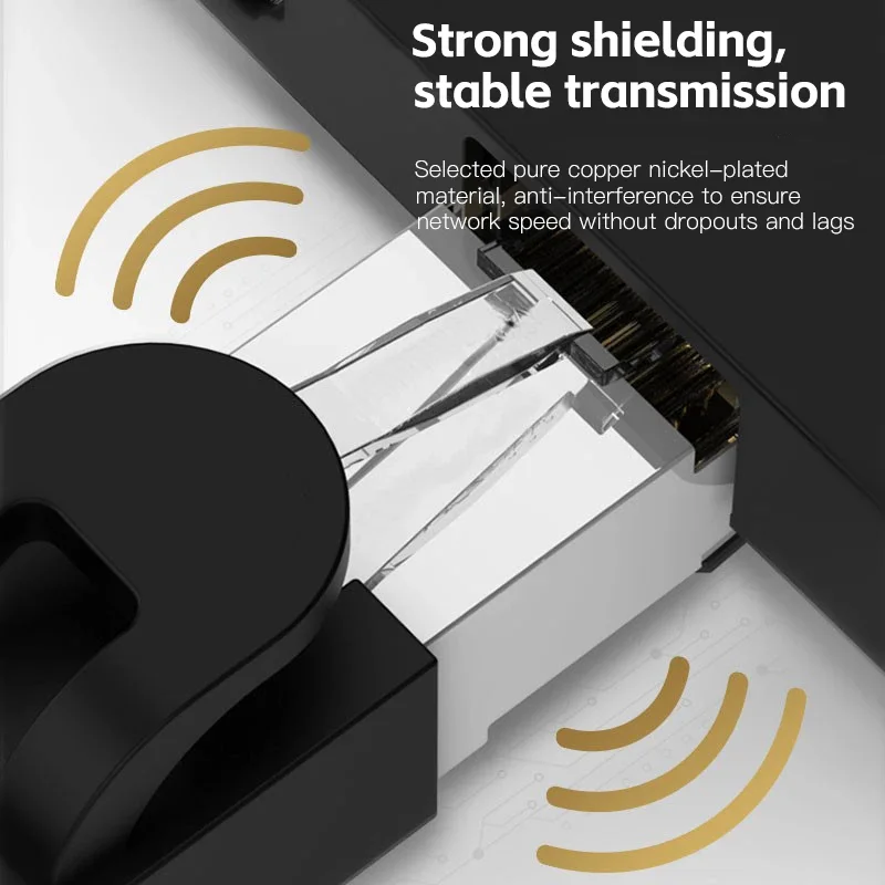 Cat6 تمر من خلال المكونات المعيارية RJ45 المحمية المطلية بالذهب 8P8C RJ45 ينتهي موصلات الشبكة UTP STP للأسلاك الصلبة الذين تقطعت بهم السبل #4