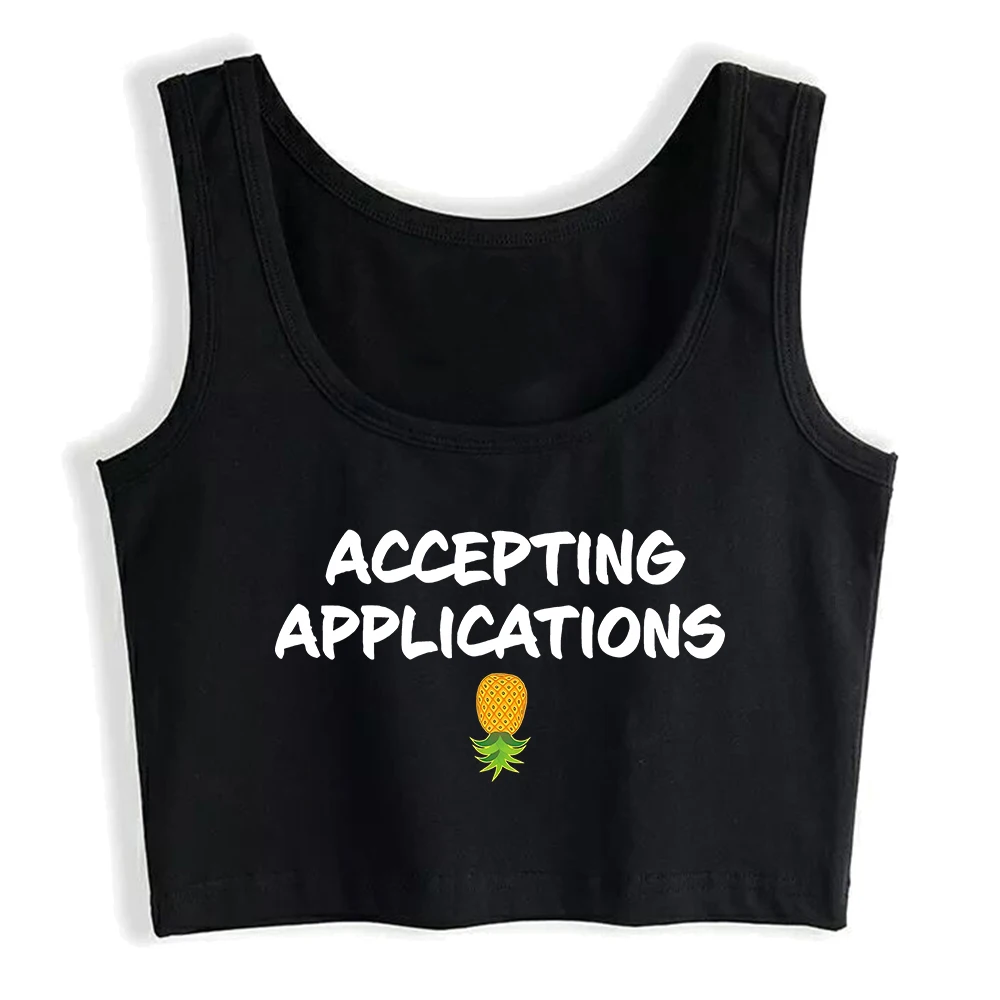 Inverted Pineapple Accepting Applications Design Sexy Crop Top Swinger Playful Lifestyle Tank Top Hotwife Fun Flirting Camisole