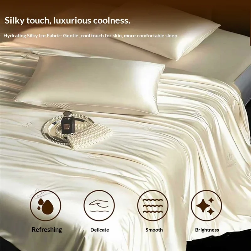 100% Silk Filled Summer Cooling Quilt in Solid Color Silk Chiffon with Instant Cooling Luxurious Gloss and No Pilling Washable