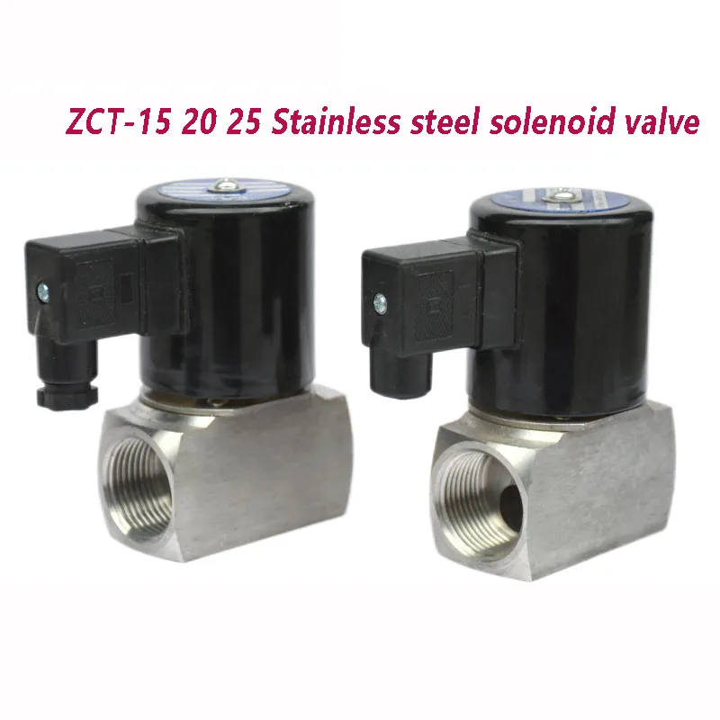 1/3PCS ZCT-15 20 25 High-Temperature Stainless Steel Solenoid Valve Boiling Water and Steam Pipeline Valve for Valves AC220v 24V