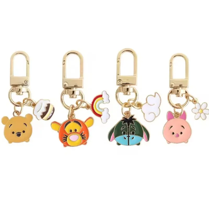 

Kawaii Disney The Pooh Bear Keychain Pendant Metal Cartoons New Airpod Pendant Anti-Lost School Bag Pendant Birthday Gifts