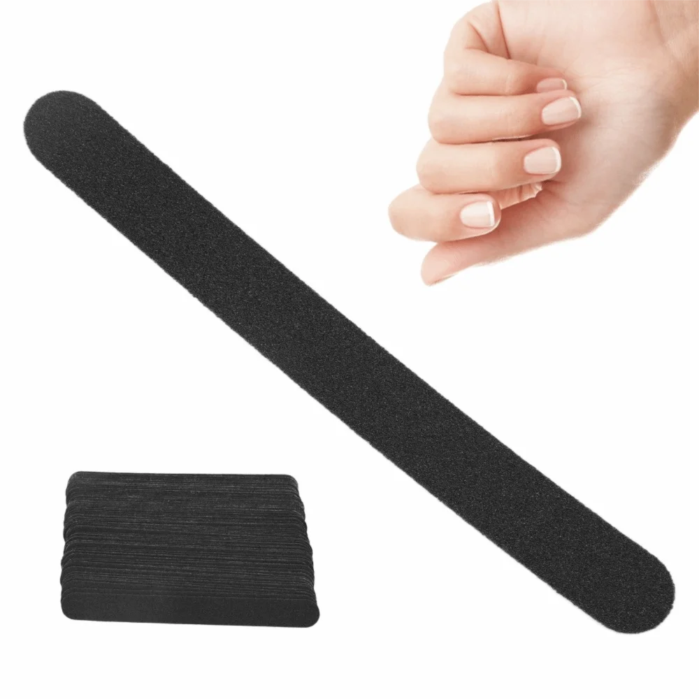 100pcs Reusable Base Plate Replacement Nail File Strip Black Sand Surface Replacement Nail File Strip Kit Emery Board Nail Files