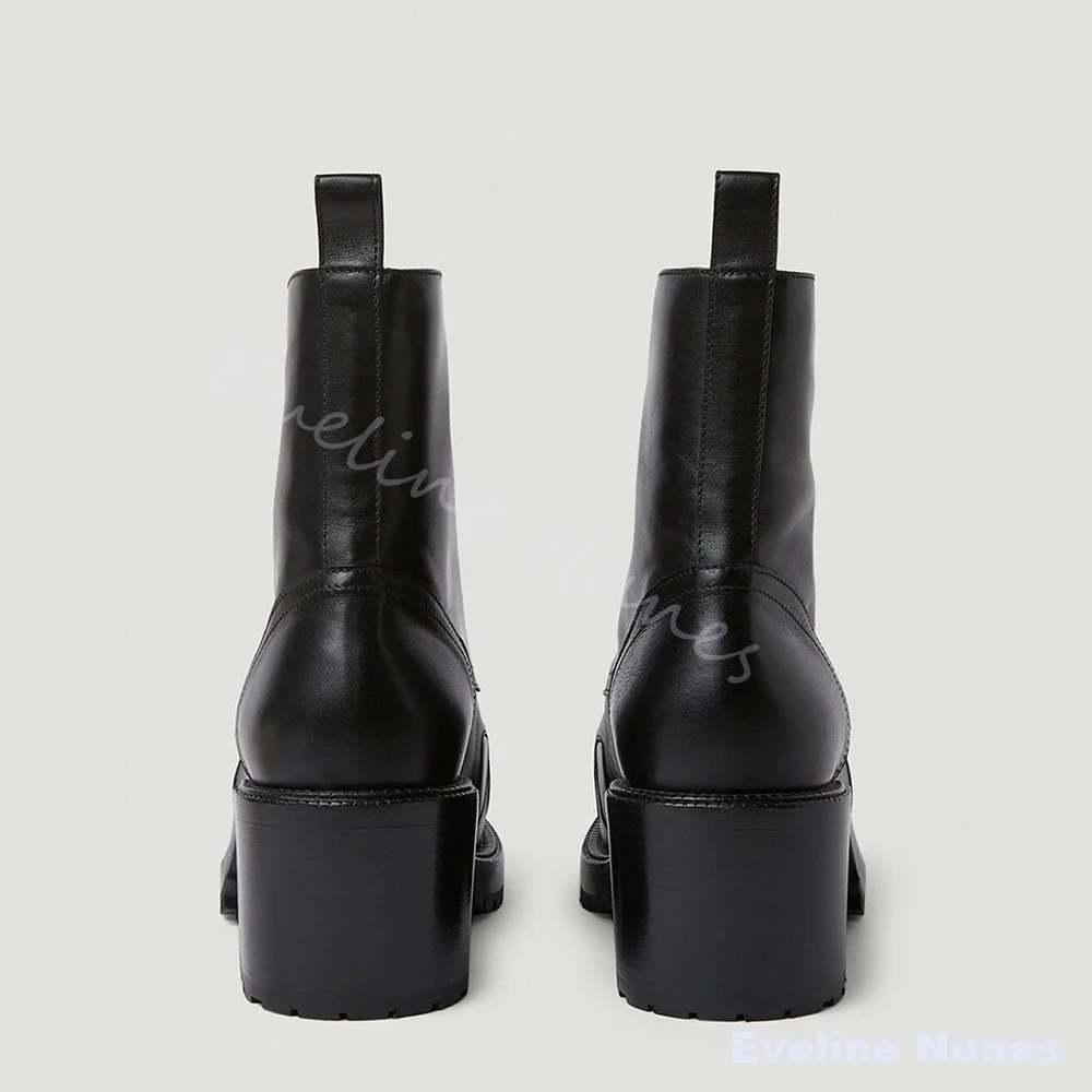 Unique Teeth Design Crocodile Pattern Platform Shoes Men Lace Up Block Heel Combat Boots Punk Gothic Cosplay Stage Mid Calf Boot