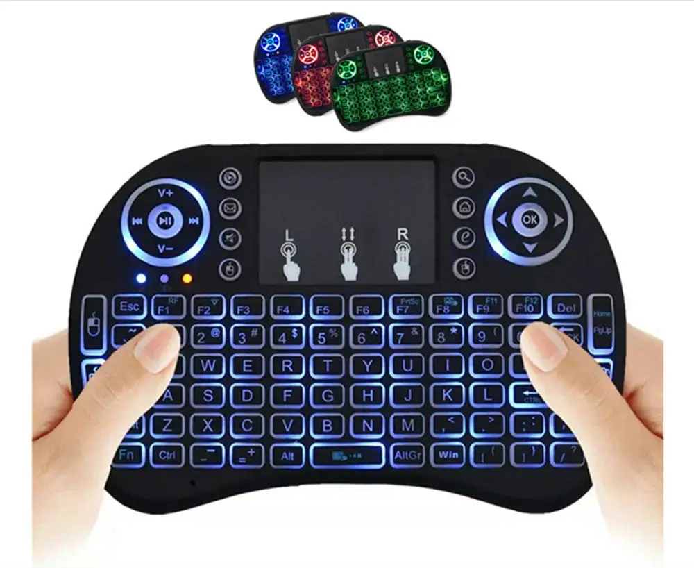 

Wireless Mini Keyboard Remote Control Touchpad Mouse Combo Controller with RGB Backlit for Smart TV Android TV Box PC IPTTV 2.4G