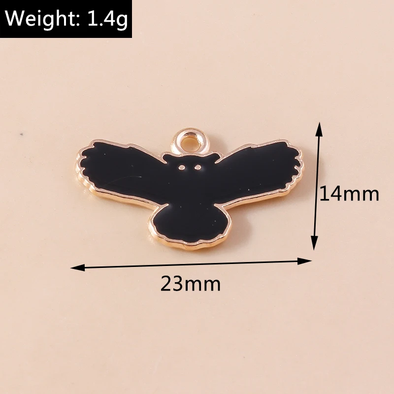 20 Stück 23x14mm Cartoon-Tieranhänger, emaillierte schwarze Eulenanhänger für die Schmuckherstellung, Halsketten, Ohrringe, DIY-Bastelzubehör ﻿ – Detail 1
