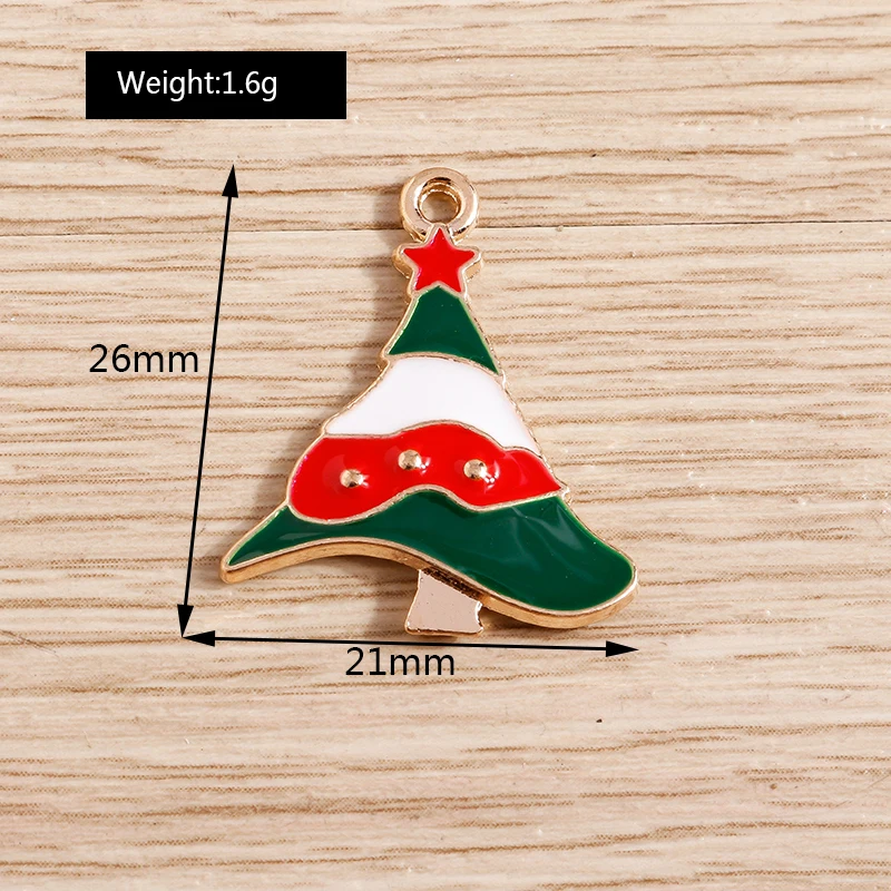 10 Stück gemischte Emaille-Weihnachtsbaum- und Rentier-Anhänger für Schmuckherstellung, Ohrhänger, Halsketten, Armbänder, DIY-Bastelzubehör – Detail 7