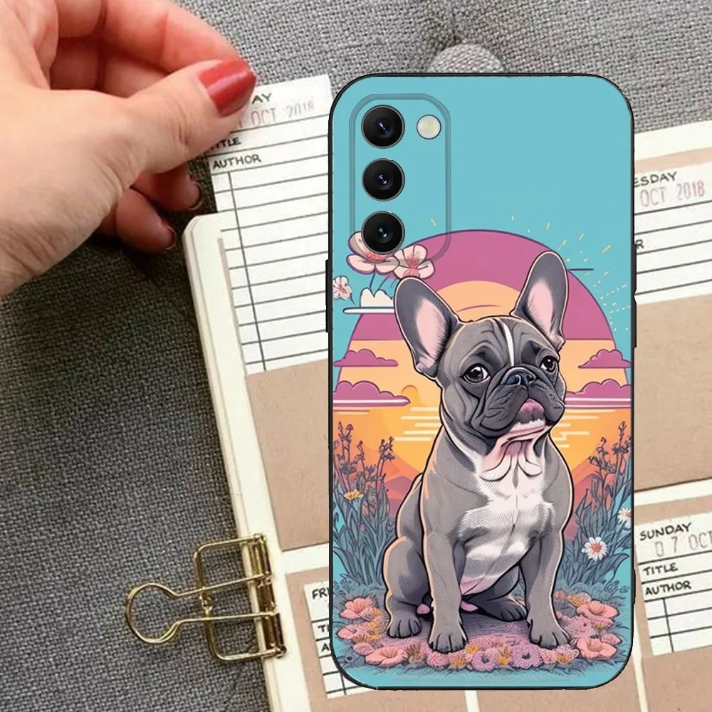 French Bulldog Dog Pug Phone Case for SamsungA 91,80,73,72,71,70,53,52,51,42,41,40,32,31,30,22,21,20,13 S 4G 5G Soft Black Case