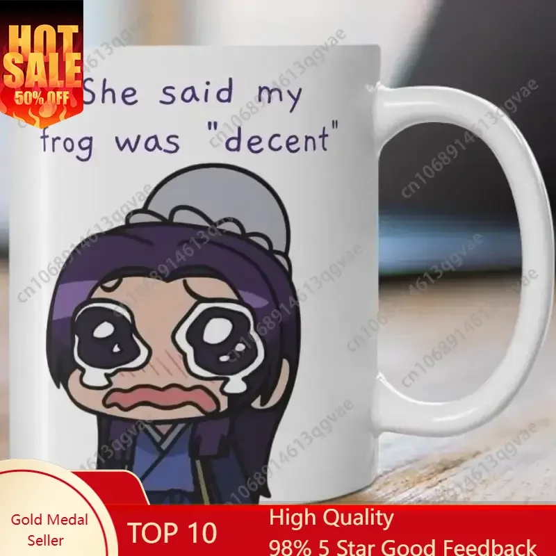 

[TokiBearCo Original Design] Crying Jinshi Decent Sized Frog Cute Funny Anime Merch Manga Reader Otaku Mug Gift Ideas Apothecary