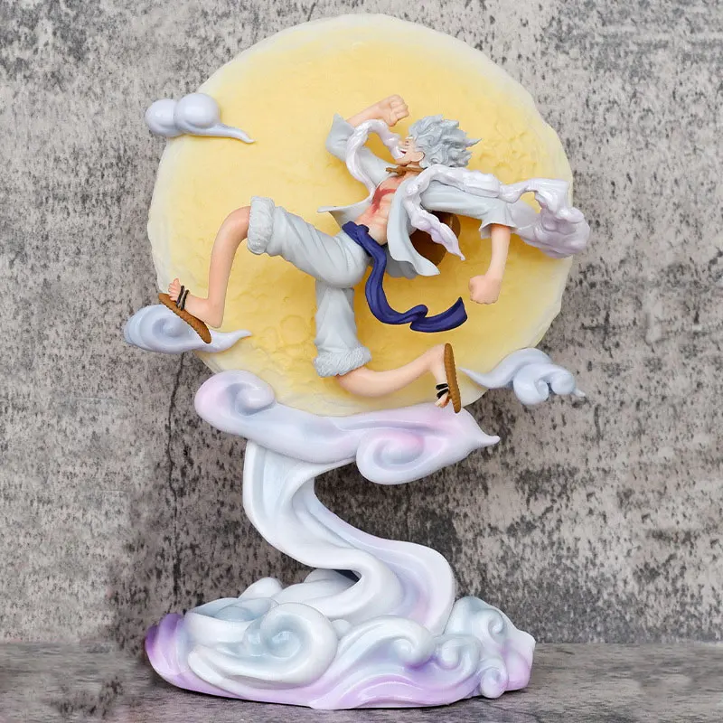 Anime One Piece Nika Luffy Action Figure Gear Fifth Sun God Run to the moon With Light Statue Pvc Collection Model Toy Gift 28cm