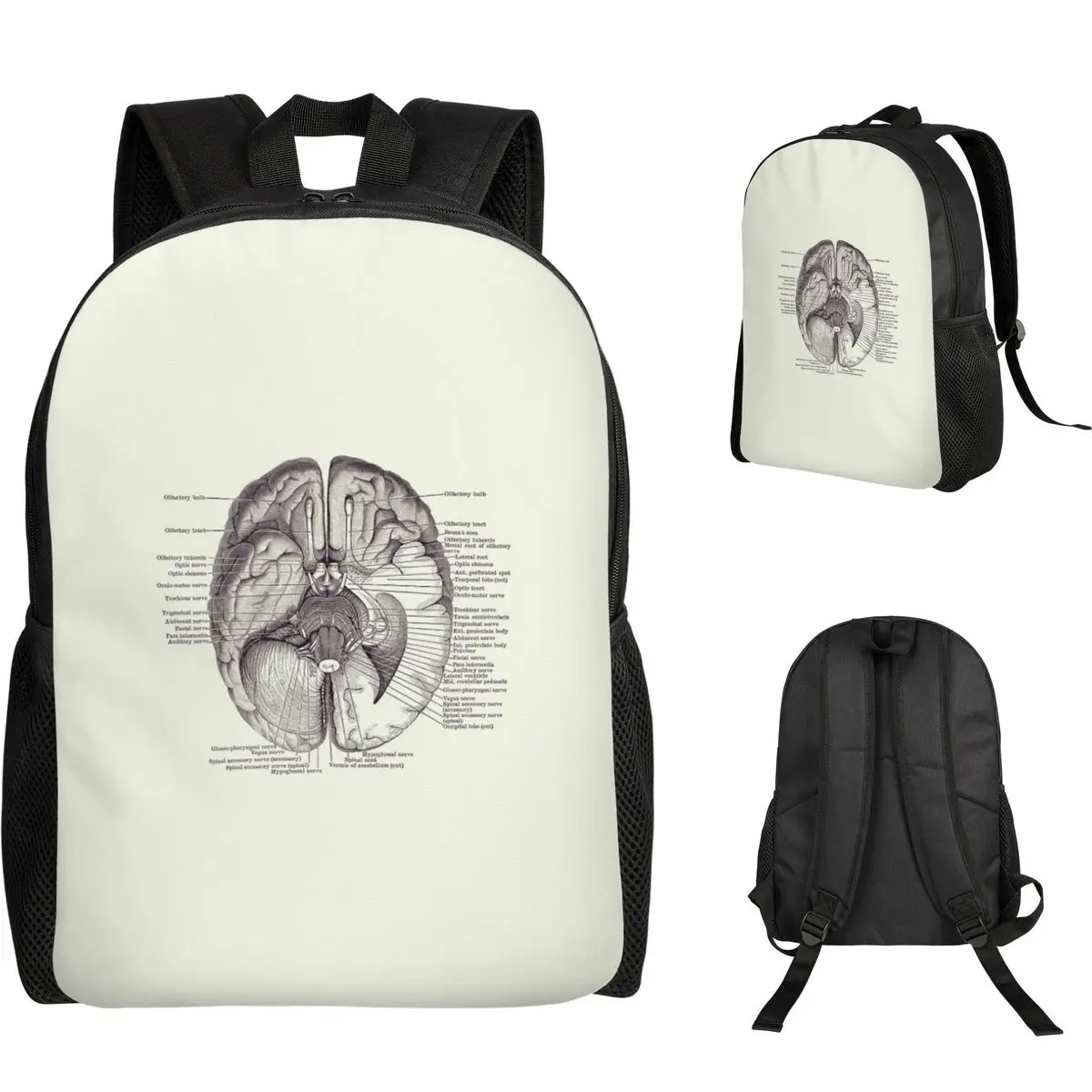 

Brain Nervous System Diagram - Vintage Anatomy Backpack Student Boys Girls BookBag School Bag Computer Shoulder Bags