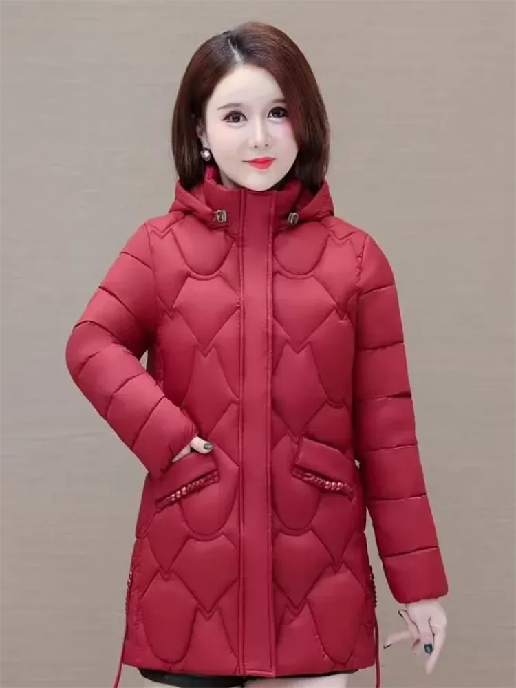 Winter New Hooded Down Cotton-Padded Jacket Women's Overcoat Thickened Warm Parka Fashion Mid-Length Loose Cotton Jacket