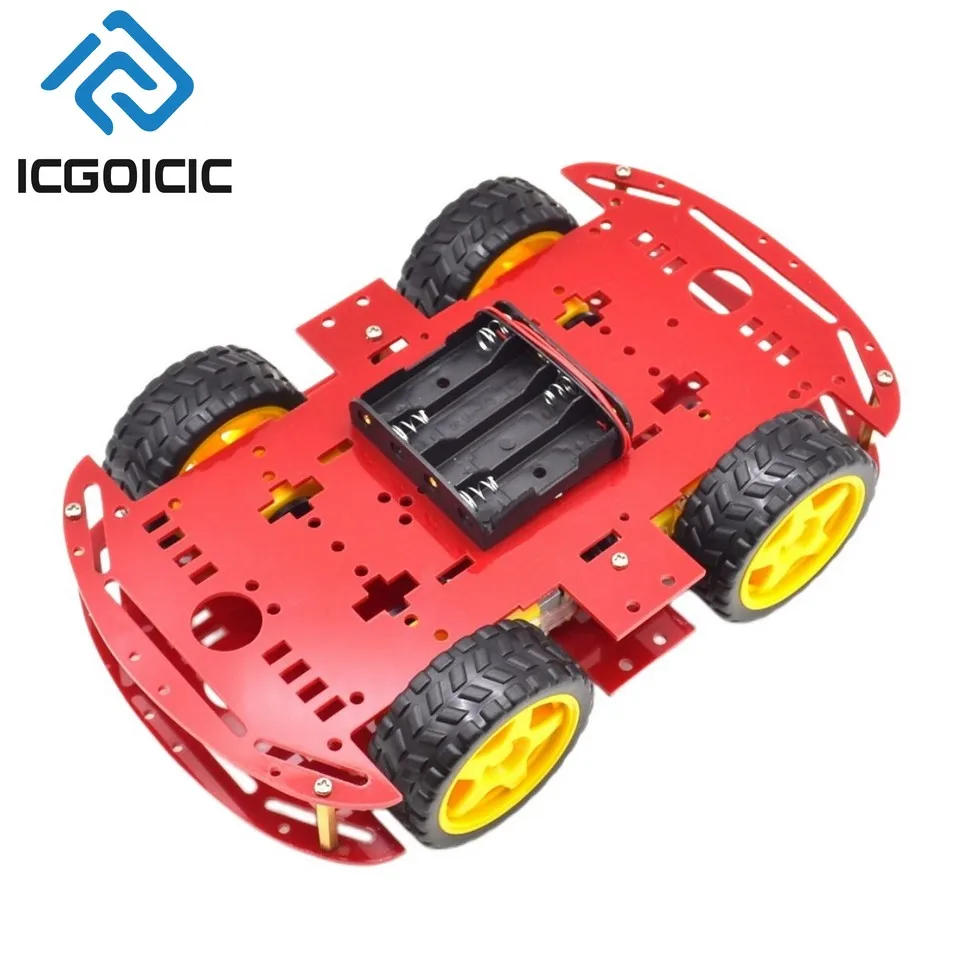 Kit de chasis de coche robot 4WD con motores codificadores: plataforma de bricolaje acrílica azul/rojo/negro/verde para Arduino Raspberry Pi
