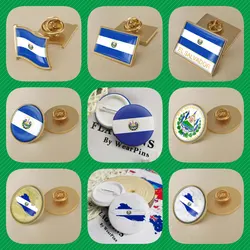 El Salvador Flag National Emblem Brooches Badges Lapel Pins