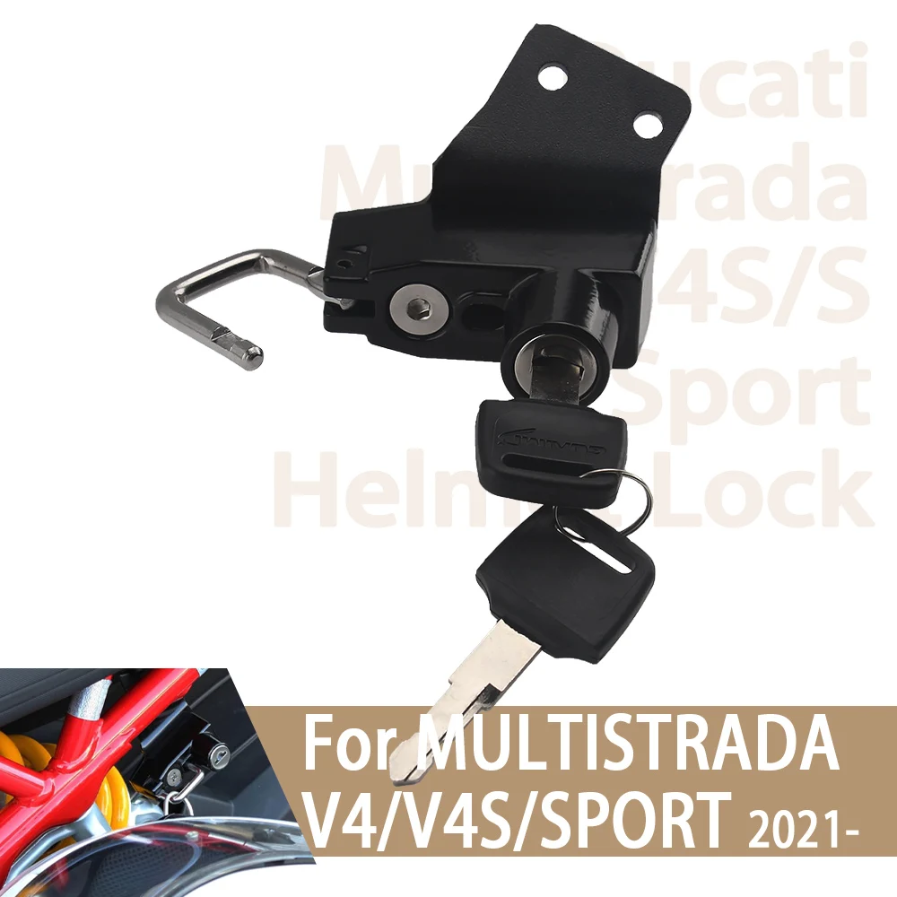 For Multistrada V4 V4S Sport Helmet Lock 8 Colors with 2 Keys 2021 2022 Motorcycle Anti-theft Security Rust-Proof Helemt Lock