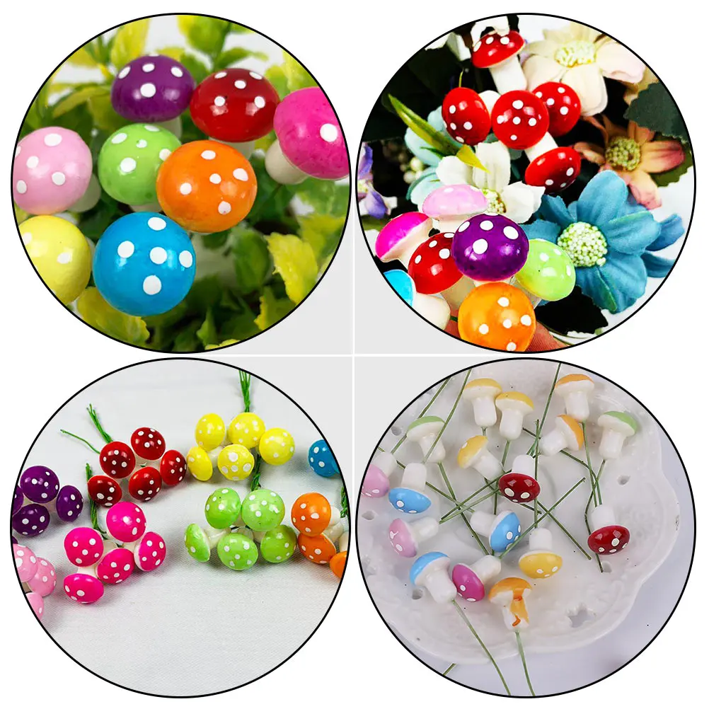 

50pcs Mini Mushroom Decorative Colorful Mushrooms For Fairy Garden Terrarium Succulents Decoration Creative Bonsai Craft Micro