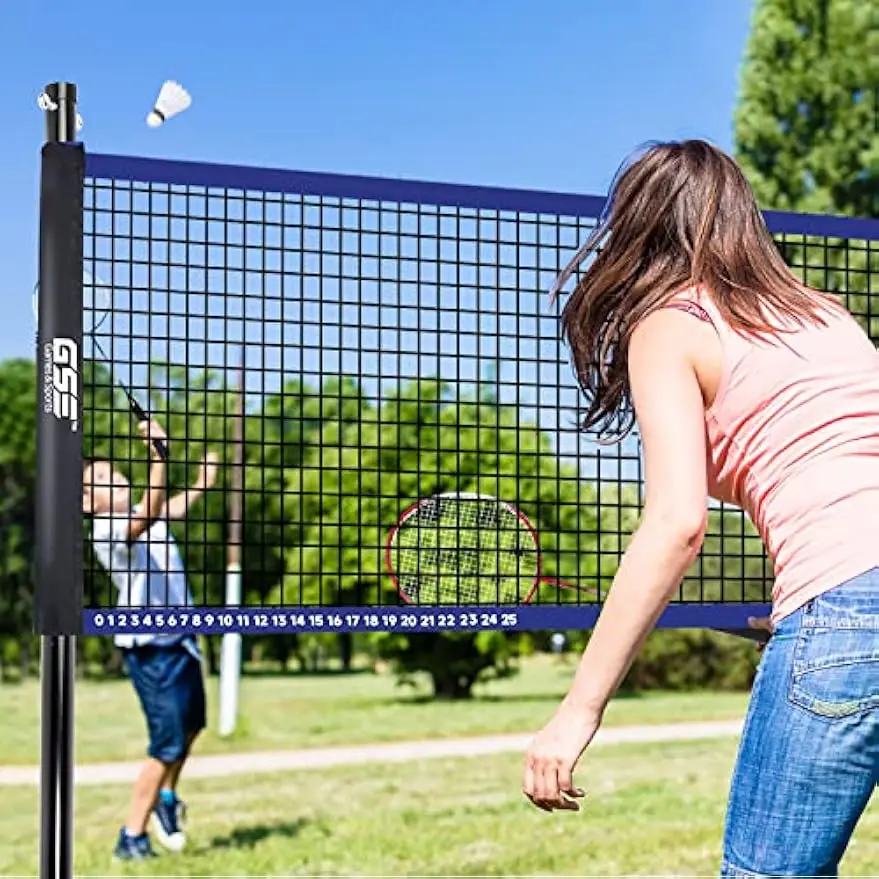 Outdoor Volleyball & Badminton Combo Set for Backyard, Park, Beach - Includes Net, Poles, Racquets