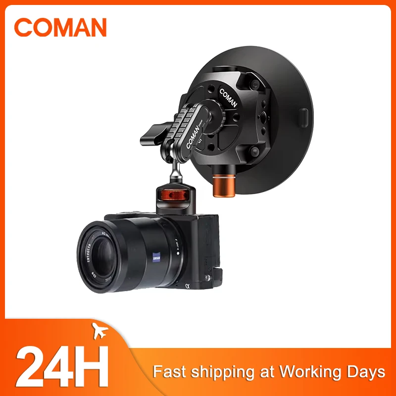 

COMAN DP45 Car Suction Mount Kit For Phone Action Camera GoPro Hero Insta360 DJI With 360° Adjustable 1/4 3/8 Inch Tripod Base